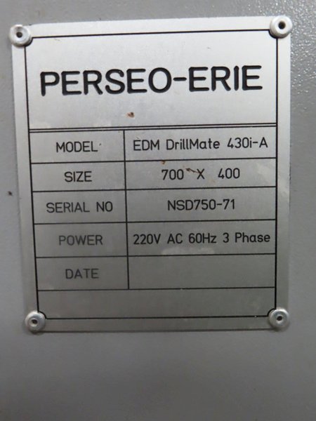 Perseo-Erie EDM DrillMate 430i with 16-Station Automatic Electrode Changer (Located at Cullinan Rigging in Ramsey, MN)- Auction Item
