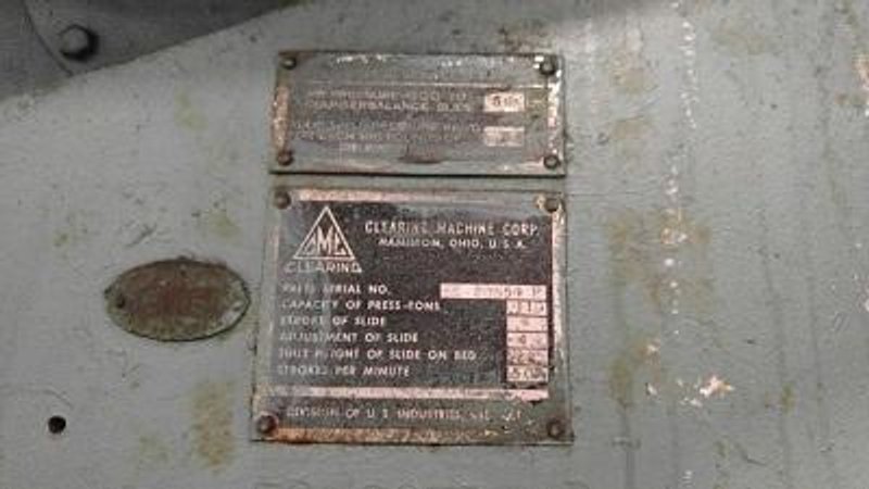 110 TON CLEARING OPEN BACK INCLINABLE PRESS