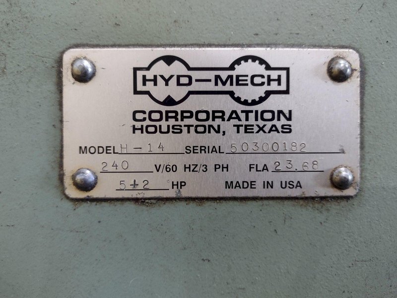 14" x 14" HYD-MECH MODEL #H-14 AUTOMATIC HORIZONTAL BAND SAW: STOCK #19513