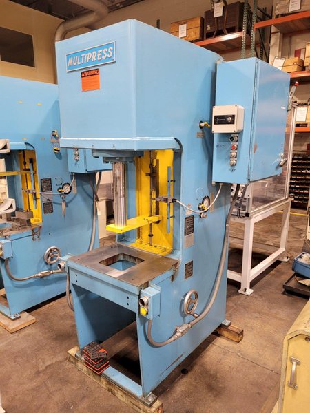 20 Ton MultiPress Model FH-20-20H Floor Type C-Frame Hydraulic Press 21” DL. 12” Stroke. Inching. Dual Palms 1989