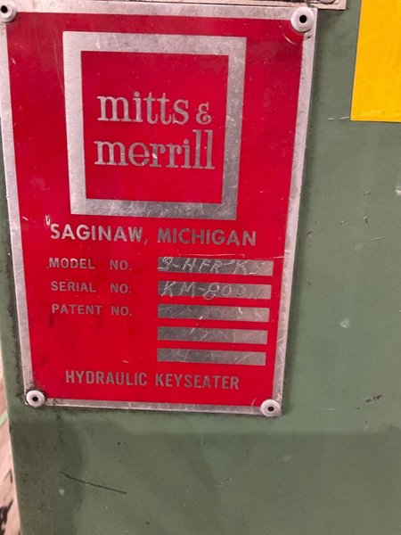 MITTS &amp; MERRILL S-HFR-KS HYDRAULIC KEYSEATER 460V 3 PH USED