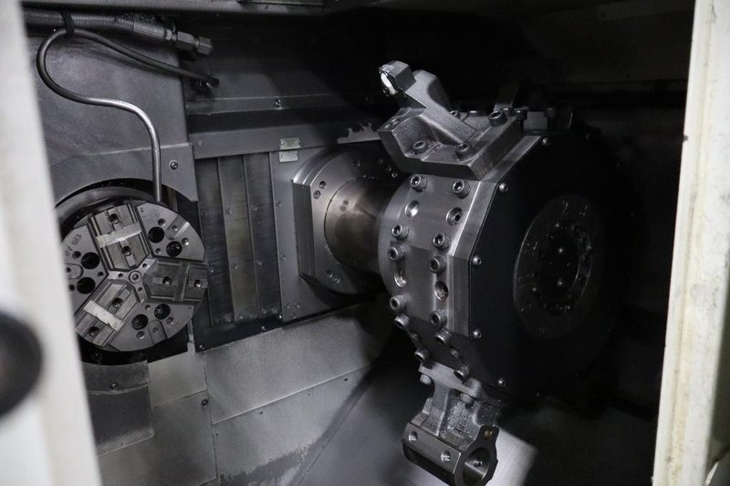 Muratec MW-120II CNC Lathe, 2020 – Twin Spindle, Twin Turret, Overhead Gantry Loader, Feeder Table, Part Conveyor
