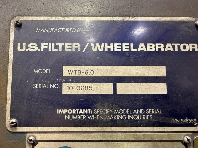 6 CU FT WHEELABRATOR MODEL #WTB-6.0 RUBBER BELT TUMBLE TYPE SHOT BLAST MACHINE: YOBRO #24278