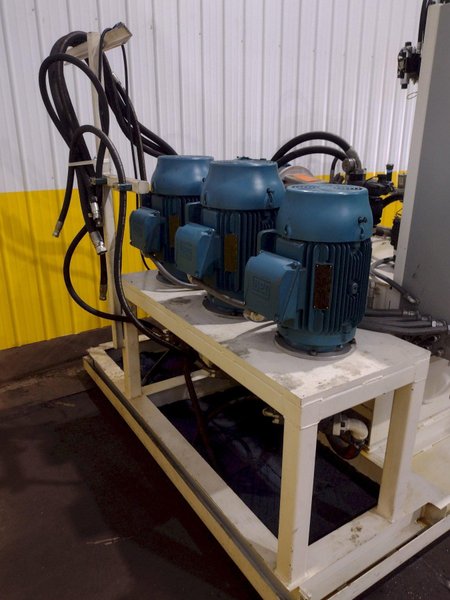 200 TON AMD 4-POST TIE-ROD FRAME HEAVY DUTY HYDRAULIC PRESS &amp; MULTI-PRESSURE HYDRAULIC UNIT: STOCK #19452