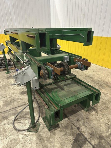 SWEED LOAD CLAMP &amp; TURNER / PACMAN FLIPPER SYSTEM WITH POWERED INFEED &amp; OUTFEED CONVEYORS: STOCK #22075