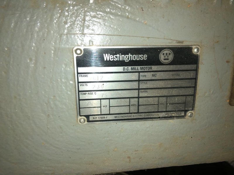 75 HP WESTINGHOUSE DC MILL MOTOR