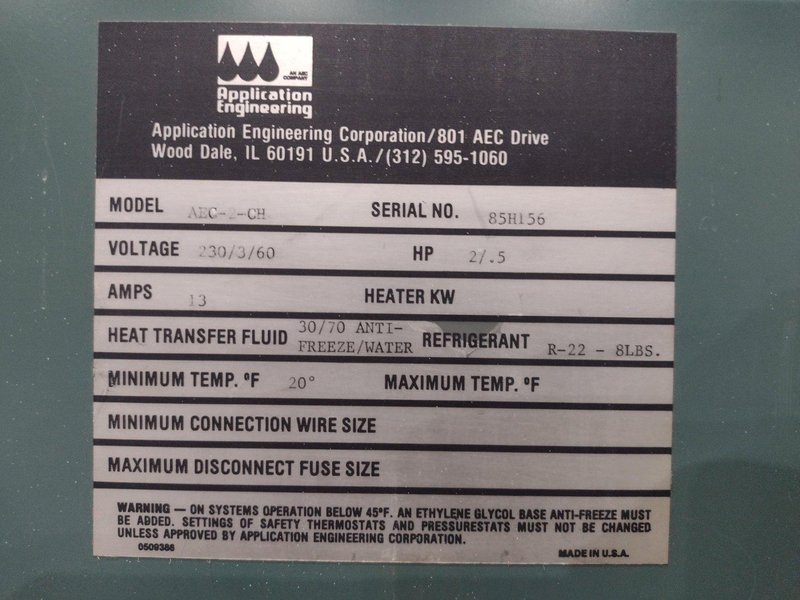 APPLICATION ENGINEERING MODEL #AEC-2-CH 2 TON PORTABLE CHILLER: STOCK #23429