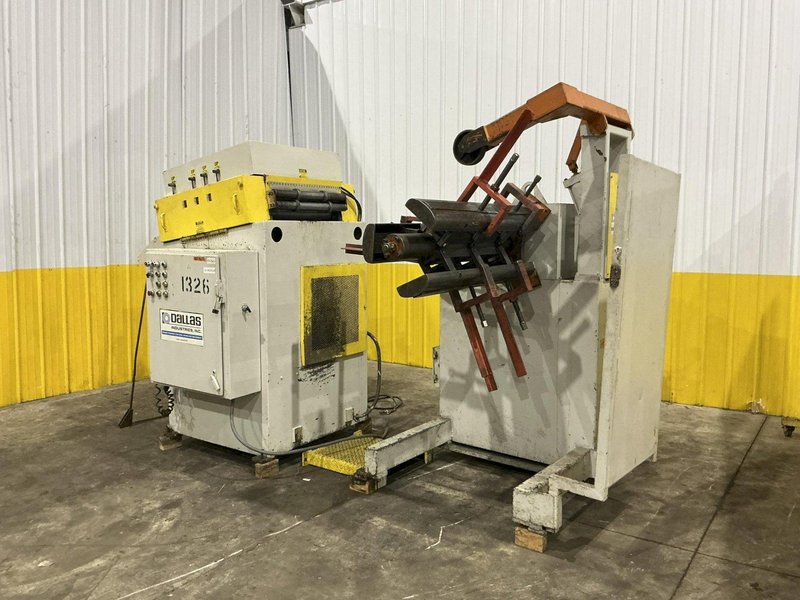8,000 LBS X 24" X .125" DALLAS UNCOILER COIL REEL, MOTORIZED STRAIGHTENER - FEED LINE: YOBRO #24808