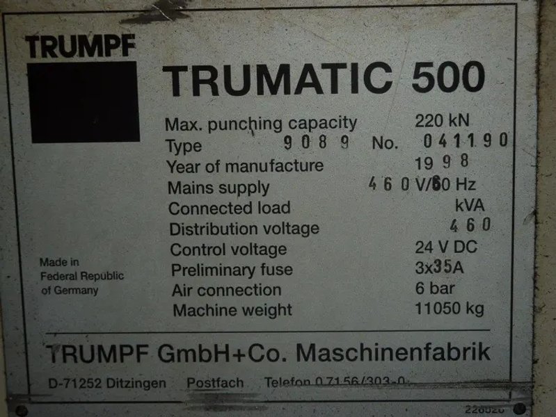 1998 TRUMPF TC-500 | Presses, Pneumatic