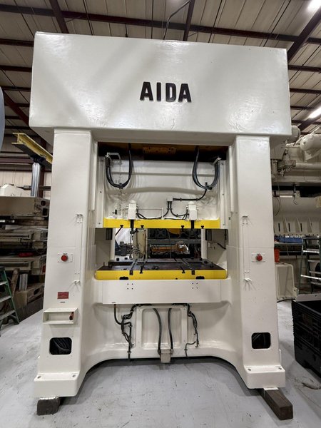 300-ton Aida PMX-L2-300(1) Used Straight Side Mechanical Stamping Press For Sale, "New" Press Controls Included. Year 1990
