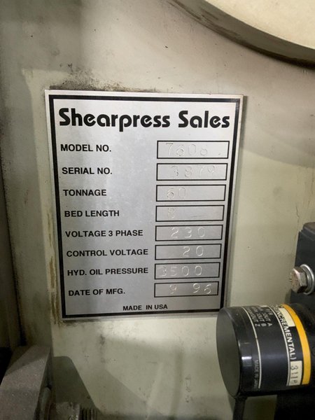 60 TON X 8' ACCURPRESS ADVANTAGE HYDRAULIC PRESS BRAKE: STOCK #81386