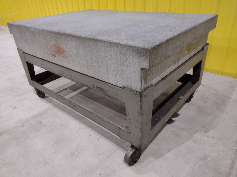 72" X 48" X 12" RAHN GRANITE SURFACE PLATE &amp; TABLE ON CASTERS : STOCK #20060