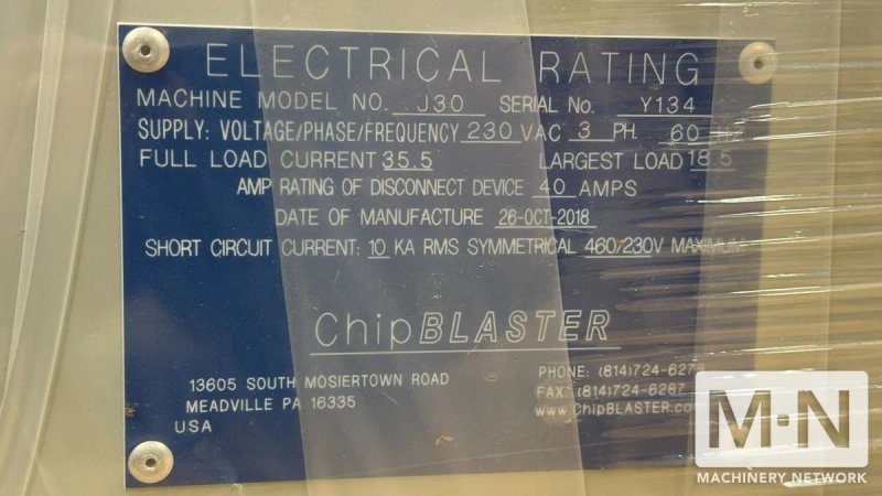 ChipBLASTER J30 High Pressure Coolant System, 2018