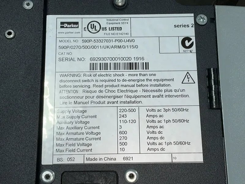 Parker Dc Motor Speed Controller - 590p-53327031-p00-u4v0