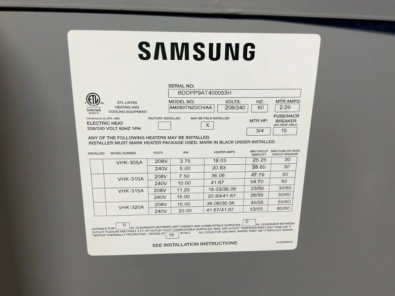 Samsung Air Conditioner - Am060tnzdch/aa