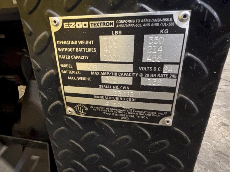 24 VOLT EZ-GO MODEL XI-640 TEXTRON CHASER/TUGGER CART #35: YOBRO #24633