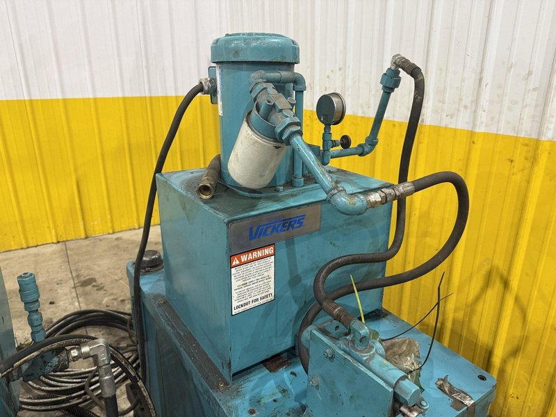500 TON DRILL QUIP HORIZONTAL HYDRAULIC WHEEL PRESS WITH VICKERS HYDRAULIC UNIT: STOCK #23422
