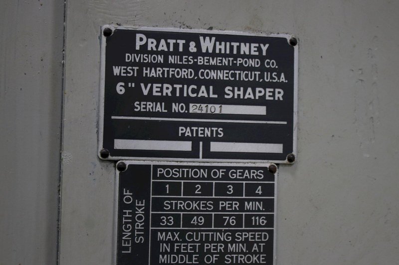 6" PRATT &amp; WHITNEY VERTICAL SLOTTER: STOCK 75849