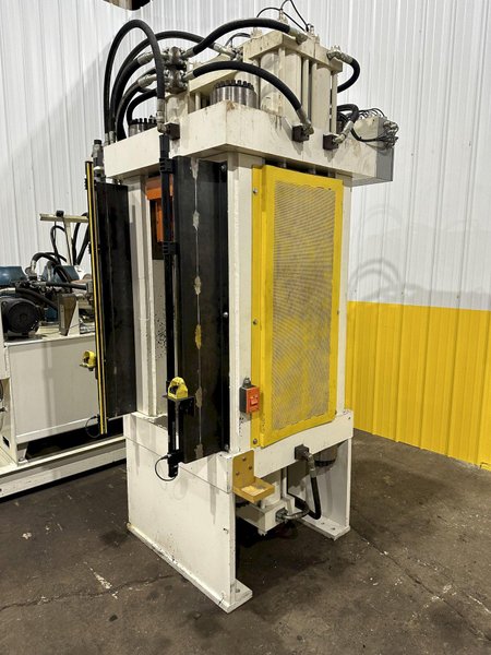 200 TON AMD 4-POST TIE-ROD FRAME HEAVY DUTY HYDRAULIC PRESS &amp; MULTI-PRESSURE HYDRAULIC UNIT: STOCK #19452