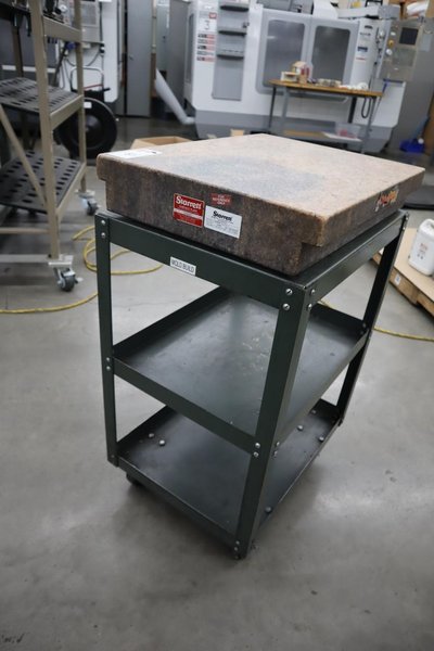 Starrett Granite Surface Plate, Pink, 2-Ledge, with Stand - 24"  18" x 4"- Auction Item