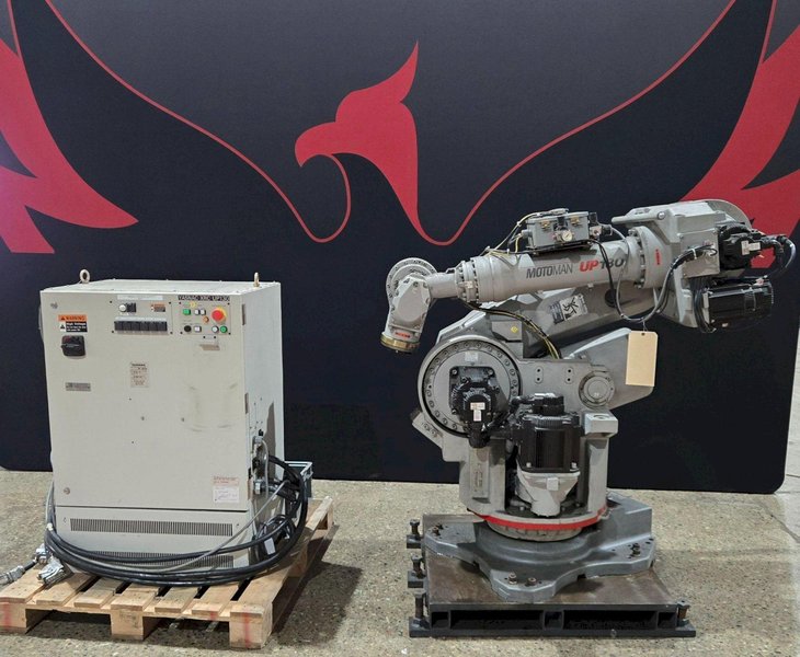 YASKAWA MOTOMAN UP130-RB00 INDUSTRIAL ROBOT ARM AND CONTROL CABINET USED