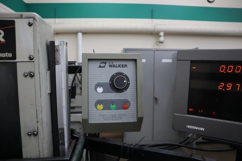 Okamoto Linear 6.18 Hand Feed Surface Grinder, 6"x18", Heidenhain 2-Axis DRO, EM Chuck, Vac-U-Guard, Coolant- Auction Item