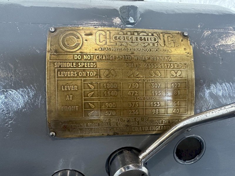 13" X 36" CLAUSING-COLCHESTER ENGINE LATHE. STOCK # 1166323