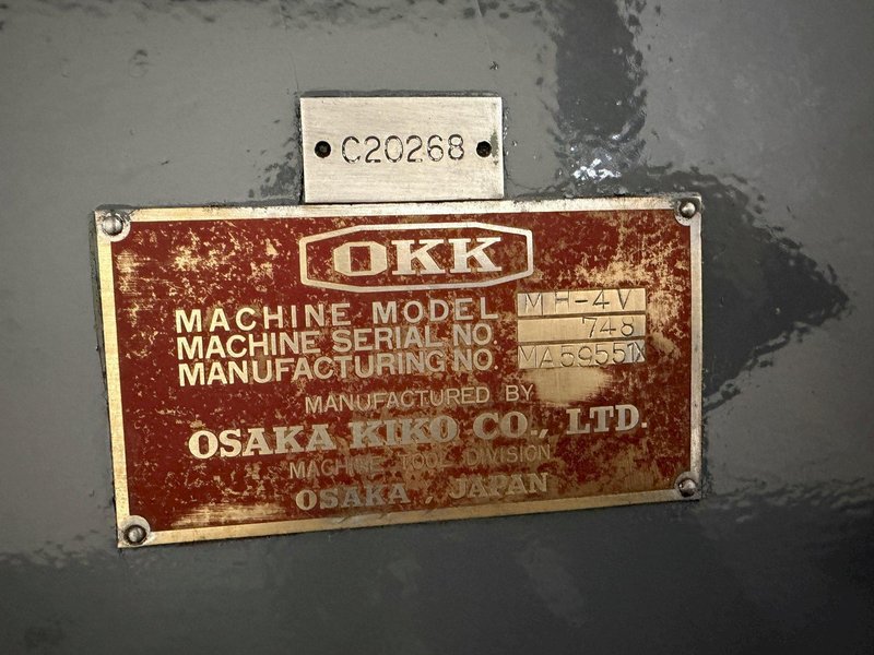 OKK MH-4V VERTICAL MILL. STOCK # 0116426