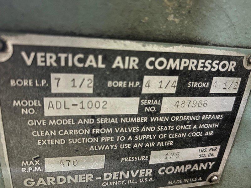 20 HP Gardner Denver Air Compressor. stock #0260324