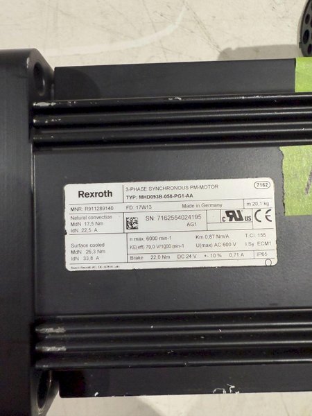 REXROTH INDRAMAT MHD093B-058-PG1-AA USED