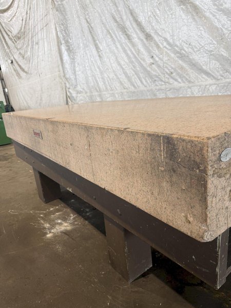 48" X 96" STARRET PINK GRANITE SURFACE PLATE WITH STAND. STOCK # 0115326