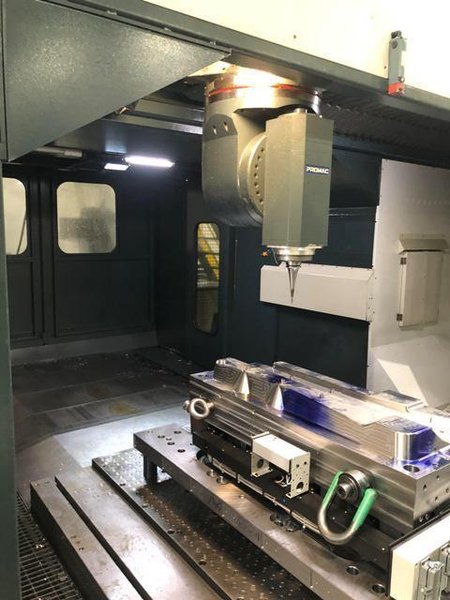 Promac Zephyr VTT Dual Head Bridge Mill with (1) Roughing Head and (1) 5 axis Finishing Head