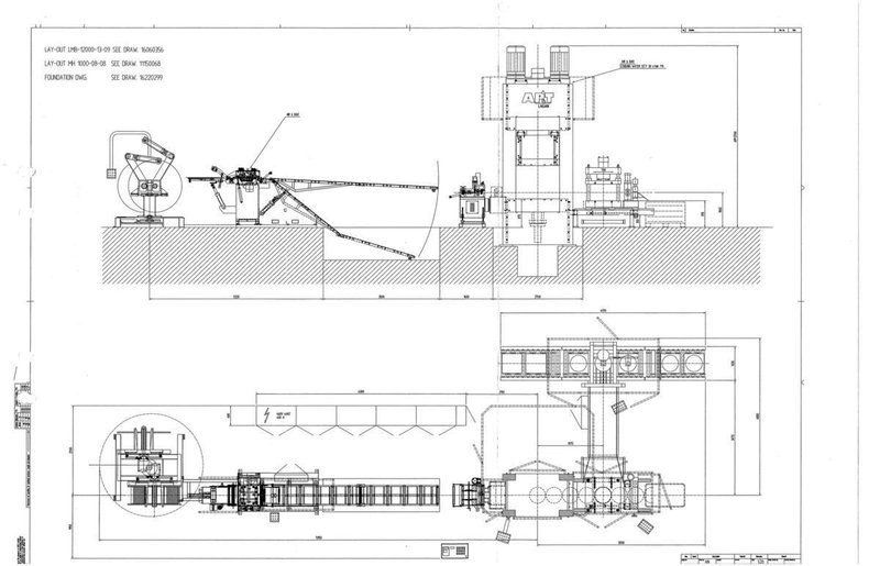 1200 Ton AP &amp; T Blanking, Embossing &amp; Cutoff Line
