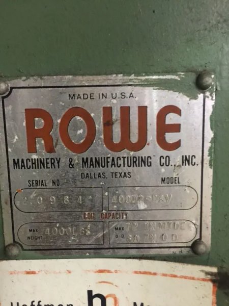 ROWE 40,000 LB X 72" X .065" CTL LINE, STOCK# 13685J