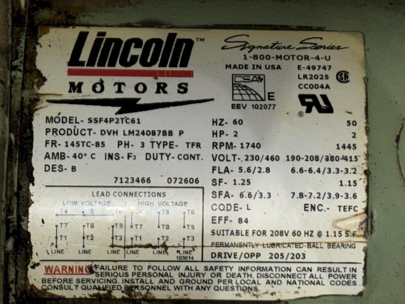 75 HP SULLAIR MODEL #VS20-75W ROTARY SCREW VACUUM SYSTEM: STOCK #22501