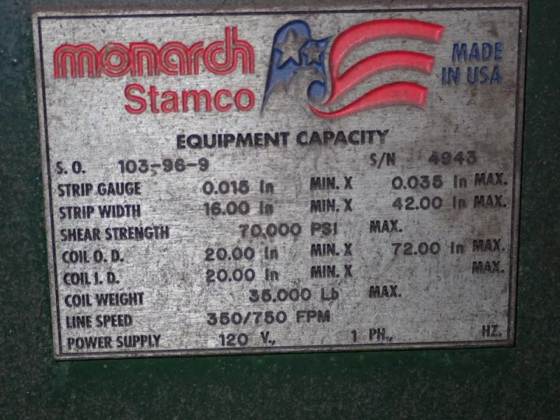Monarch Stamco 16"-42" Leveler - 103-96-9