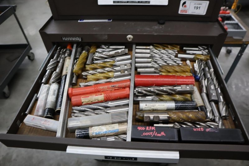 Kennedy 3-Tier Portable Tool Cabinet with Contents: Assorted Cutting Tools and More- Auction Item