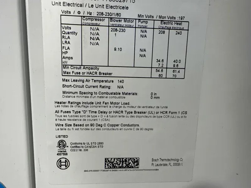 Bosch Water Source Heat Pump - Sm060-1avx-xrtata-chtx
