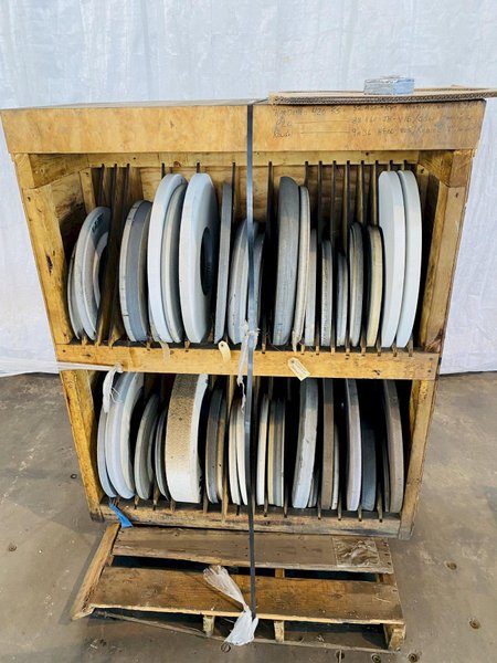 CRATE OF SURFACE GRINDING WHEELS. STOCK # 0312321