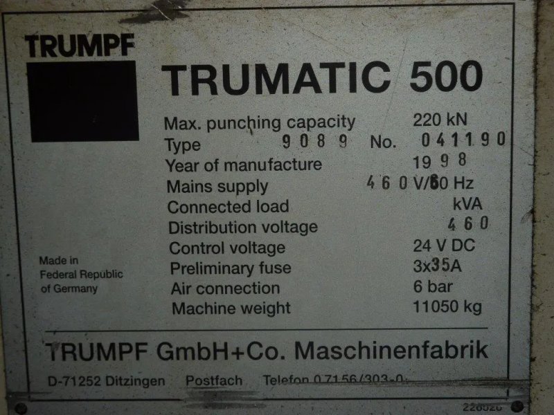 1998 TRUMPF TC-500 | Presses, Pneumatic