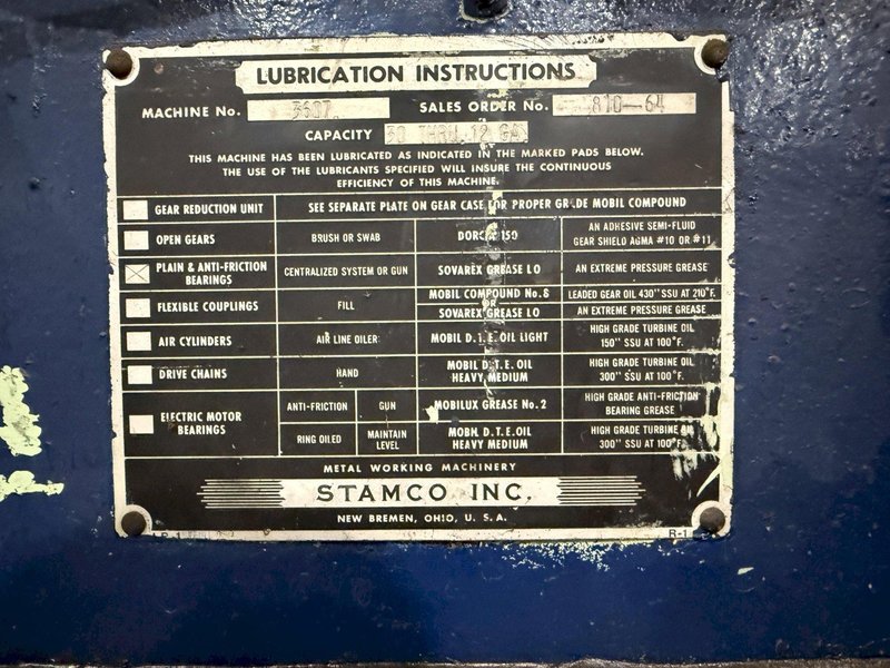 100 TON X 64" WIDE STAMCO MODEL #810-64 CUTOFF PRESS, WITH AIR CLUTCH: YOBRO #24793