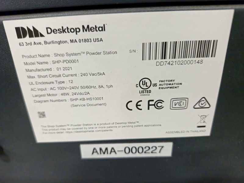 2021 Desktop Metal SHP-PP0009 3D Metal Printer - 12L Capacity, Binder Jetting Technology, Oven, Accesories