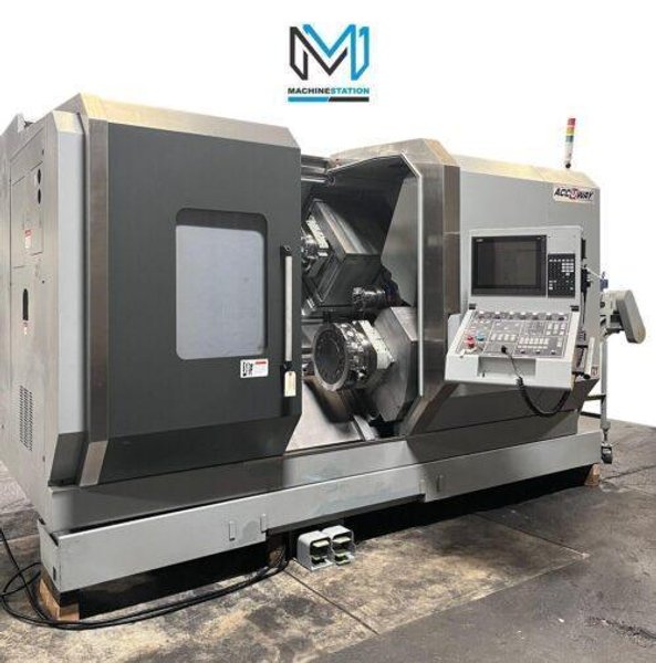 Accuway UZ-2000T2Y CNC Lathe – Y Axis Twin Spindle Twin Turret
