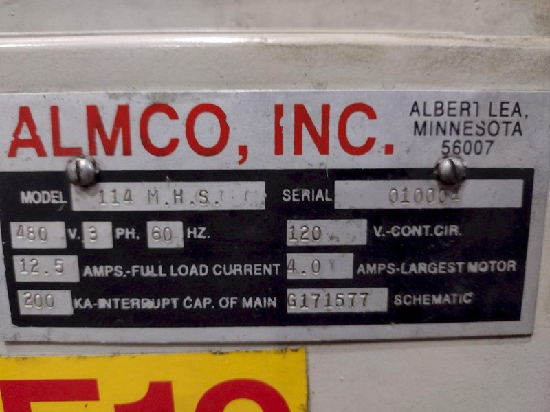 60" X 8 CU FT ALMCO MODEL V8-S TUB TYPE VIBRATORY DEBURRING FINISHING SYSTEM: STOCK #18832