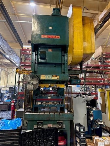 250 Ton Bliss Gap Frame Model C-250, 10" STR, 25" SH, 4.5" ADJ, 58" x 34" BA, 40 SPM