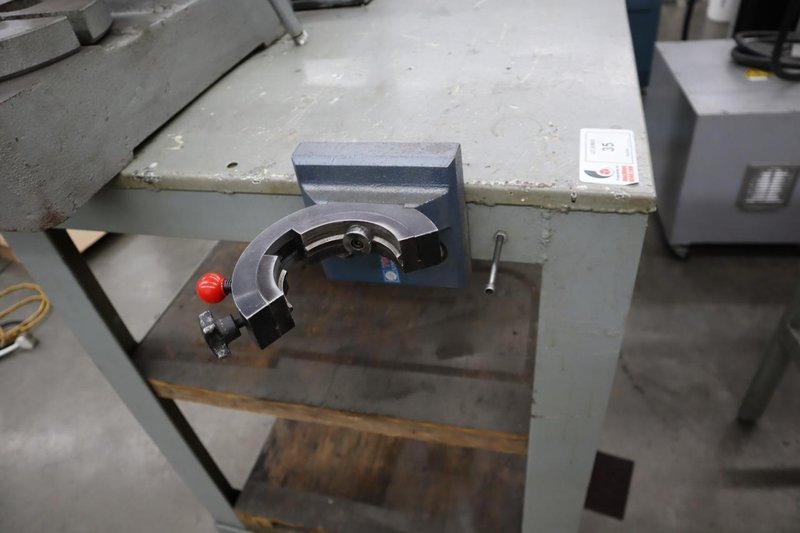 Arbor Press, E-Z Tapper and Bench Vise on Steel Table- Auction Item