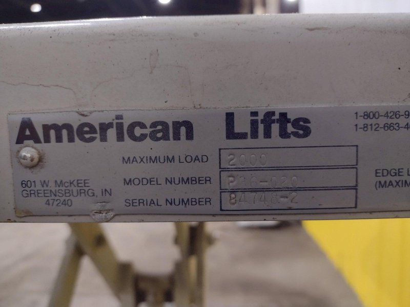 2,000 LBS X 24" X 48" AMERICAN HYDRAULIC SCISSOR LIFT TABLE, SINGLE PHASE 115V STOCK#3535