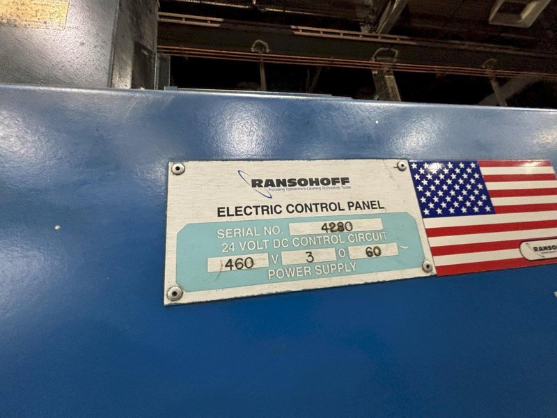 24" W X 11" H RANSOHOFF 3-STAGE STAINLESS STEEL PASS THROUGH BELT CONVEYOR PARTS WASHER, 2003, ELECTRIC HEAT: STOCK #22020