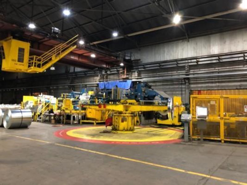 60" X .187" X 40,000# BRANER TURRET SLITTING LINE w/ 72" X 10K STAMCO PACKAGING LINE