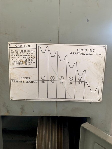 18" GROB FAB18 CONTINUOUS FILE MACHINE. STOCK # 0254724